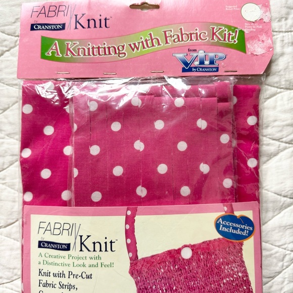 Vintage Cranston Fabri Knit Knitting fabric kit. Pretty in Pink Purse Deadstock - Picture 4 of 6